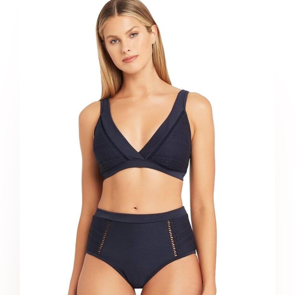 Sea Level Swim Bikini Top & High Waist Bikini bottom Set in Night Sky Size 8